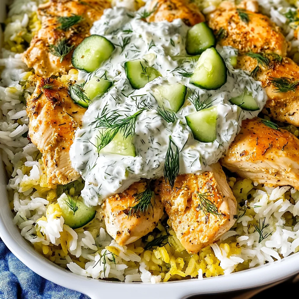 Dump-and-Bake Chicken Tzatziki Rice