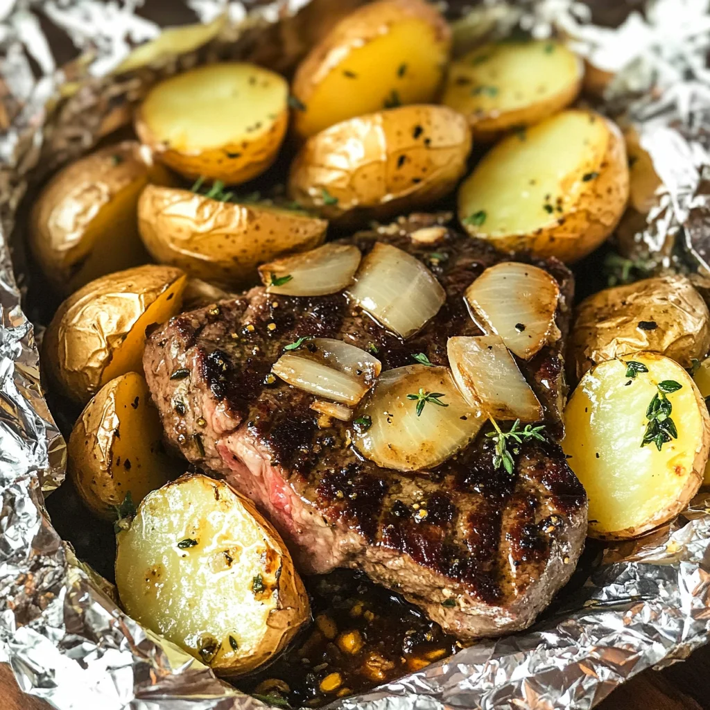 Garlic Butter Steak and Potato Foil Packets