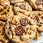Peanut Butter Cup Cookies with Pretzels