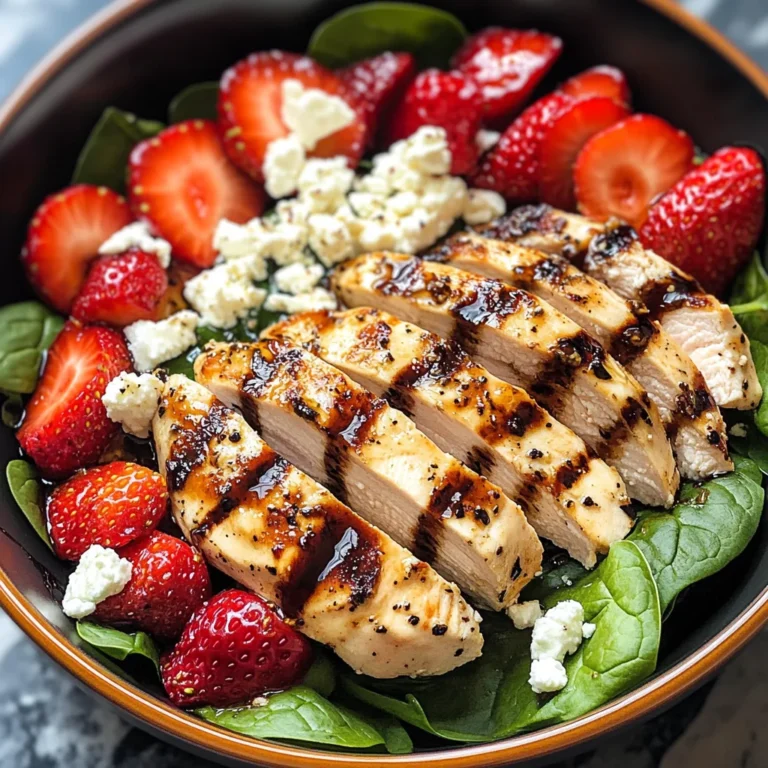 Strawberry Spinach Grilled Chicken Salad with Balsamic Glaze