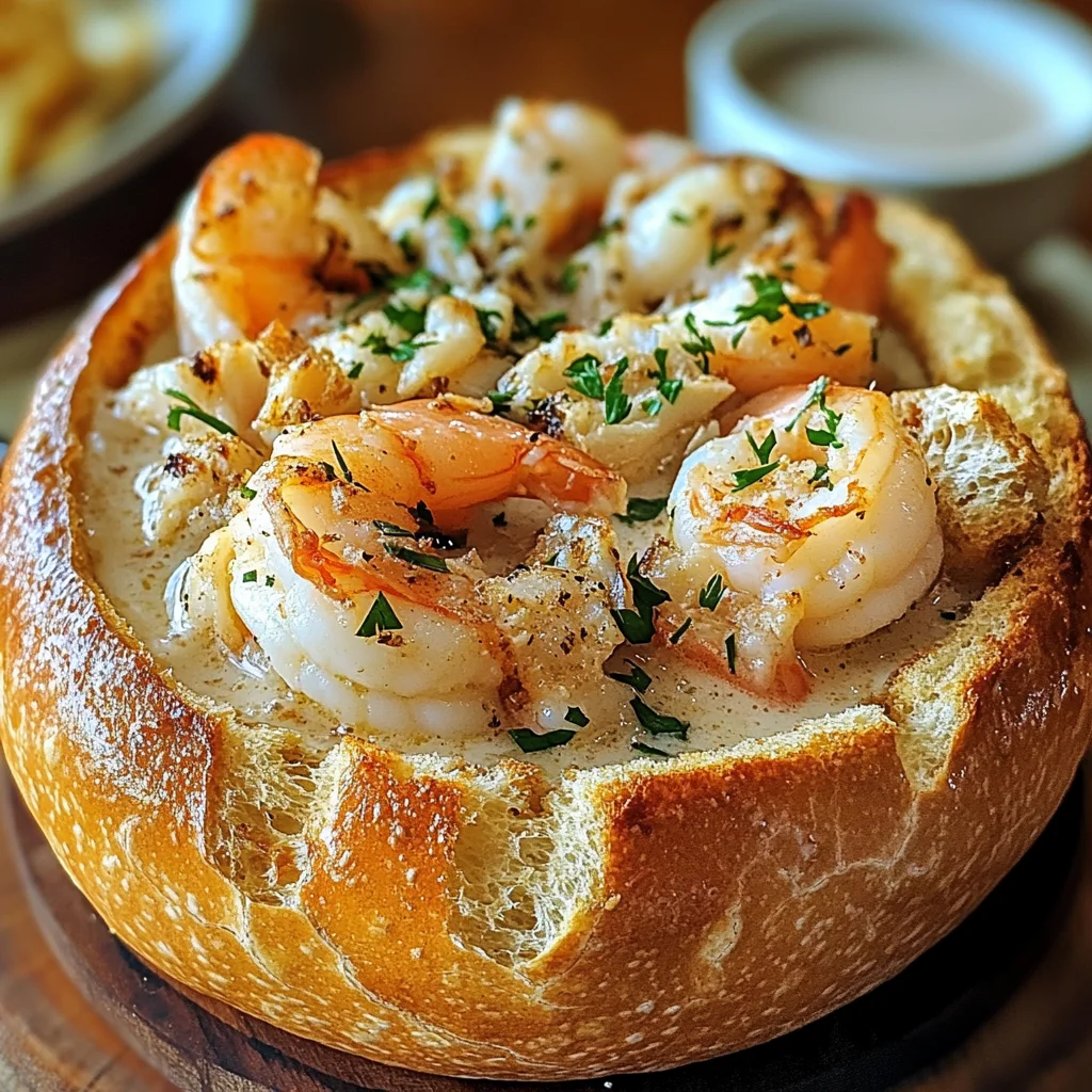 Stuffed Seafood Soup Bread Bowl