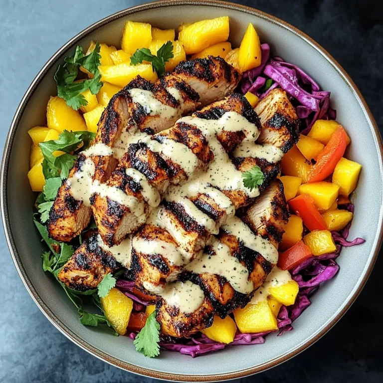 Jerk Chicken & Mango Slaw Bowls with Honey Lime Cream