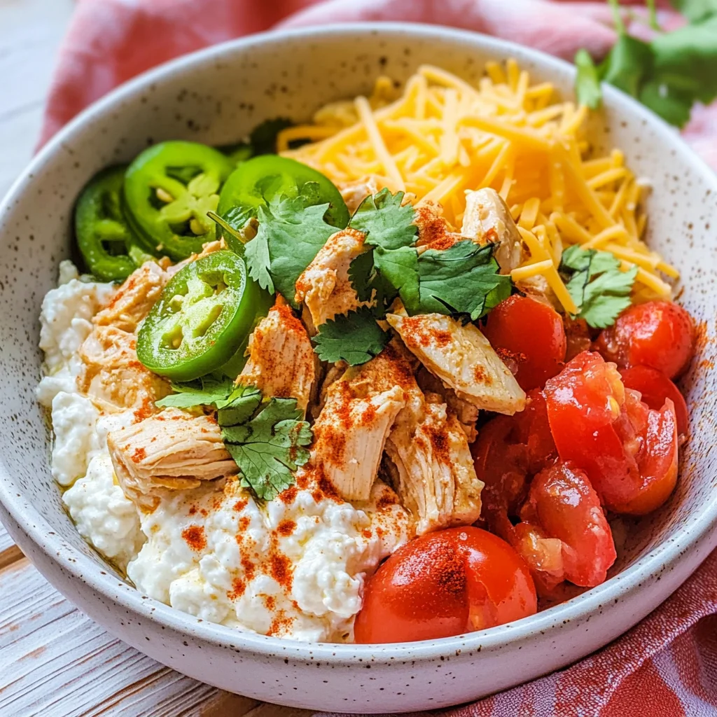 High Protein Cottage Cheese Chicken Taco Bowl