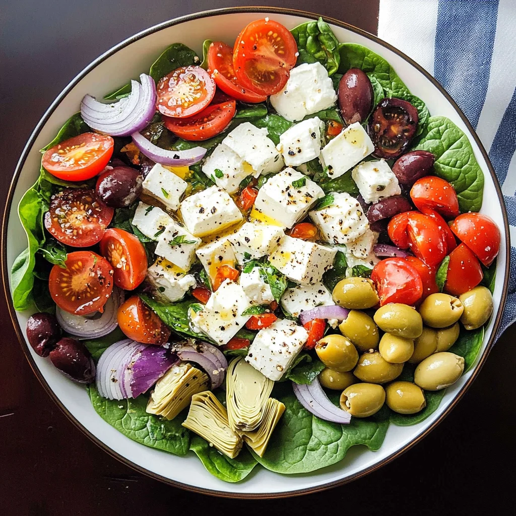 Mediterranean Salad with a Creamy Feta Dressing